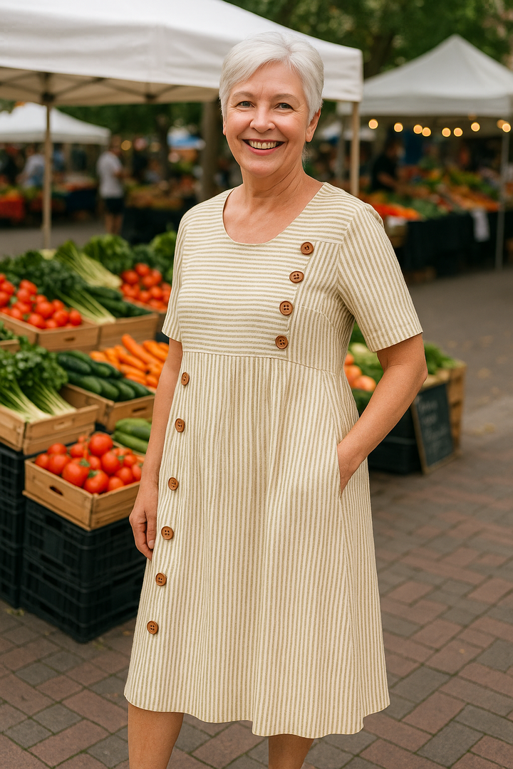 Britt | Striped Midi Dress – Effortless Comfort, Everyday Confidence