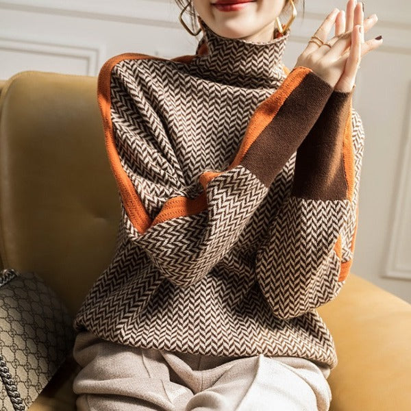 Helena™ | Herringbone Turtleneck sweater